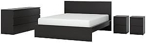 Set dormitor IKEA Malm 4 piese 180x200 Negru-maro