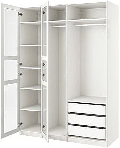 Шкаф IKEA Pax/Tyssedal полки/штанги/ящики/стекло Белый