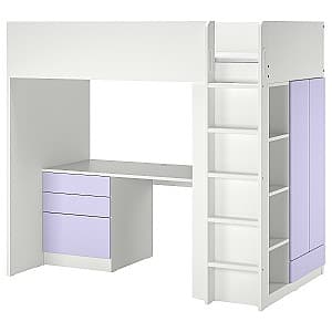 Детская кровать IKEA Smastad с письменным столом/4 ящика Белый/Лиловый (Фиолетовый)