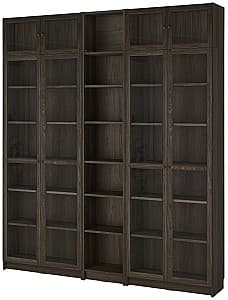 Etajera IKEA Billy/Oxberg usi sticla/unitate suplimentara Maro inchis Aspect Stejar