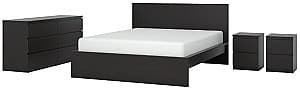 Set dormitor IKEA Malm 4 piese 160x200 Negru-maro