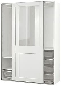 Шкаф-купе IKEA Pax/Grimo 3 полки/штанги/корзины/прозрачное стекло Белый