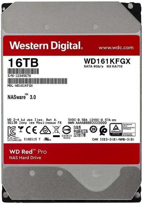 Жесткий диск (HDD) WESTERN DIGITAL WD Red Pro 16TB (WD161KFGX)