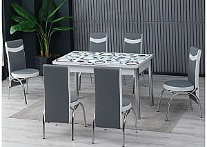 Set de masa si scaune Fabulous 0131 80x130cm 1+6 (Gray/White/Red)