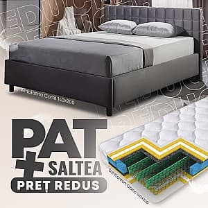 Кровать Ambianta Coral 1.4 м Графит + Матрас Salt Confort Clasic 140x200