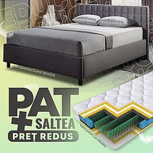 Кровать Ambianta Coral 1.4 м Графит + Матрас Salt Confort Lux 140x200