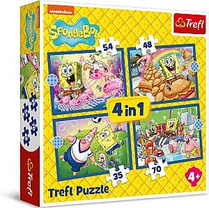 Пазлы Trefl 4in 1 SpongeBobs underwater life (34674)