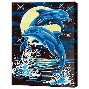 Tablou pe numere Art Gallery Delfini și luna 20x30 cm