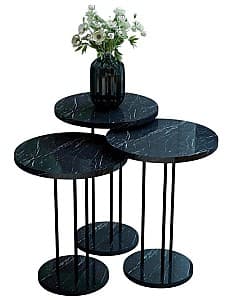 Masuta de cafea, reviste Prestige Bendir Round base 3 pcs (Black Marble/Black)