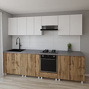 Set mobila bucatarie Smartex K3 280 cm Alb / Stejar Închis