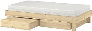 Pat IKEA Glamberget/Akrehamn fermă/cu depozitare 90x200 Pin (Bej)/Alb