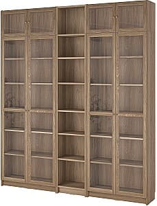 Dulap cu vitrina IKEA Billy/Oxberg usi sticla/unitate suplimentara 200x30x237 Aspect Stejar (Maro)