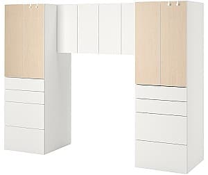Детский шкаф IKEA Smastad 240x57x181 Белый/Березовый (бежевый)