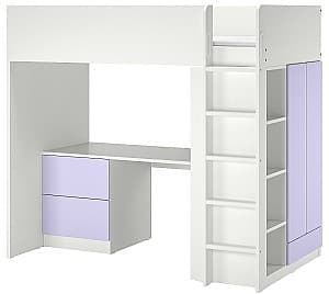 Детская кровать IKEA Smastad с письменным столом/3 ящиками 90x200 Белый/Фиолетовый