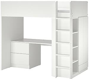 Pat copii IKEA Smastad cu birou/3 sertare 90x200 Alb
