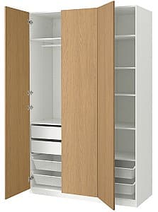 Dulap IKEA Pax/Storklinta rafturi/bara/sertare/cosuri 150x60x236 Alb/Aspect Stejar (Bej)