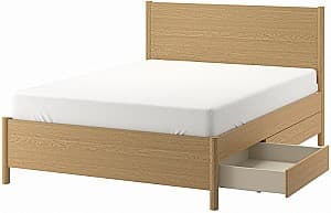 Pat IKEA Tonstad cu 4 sertare 160x200 Stejar (Bej)