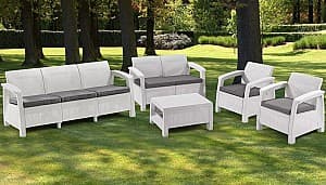 Set mobila de gradina Heniver Novara 3+2+1+1+T Alb