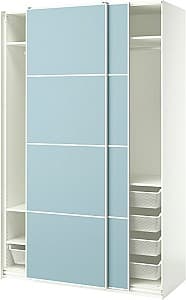 Шкаф-купе IKEA Pax/Mehamn полки/штанги/корзины 150x66x236 Белый/Синий