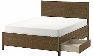 Кровать IKEA Tonstad с 4 ящиками 160x200 Коричневый окрашенный шпон дуба