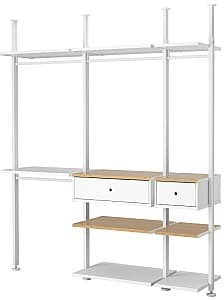 Стеллаж IKEA Elvarli 218x51x222-350 Белый/Бамбук (бежевый)