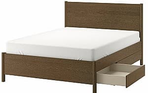 Кровать IKEA Tonstad/Luroy с 4 ящиками 140x200 Коричневый окрашенный дубовый шпон