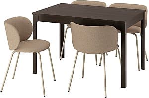 Набор стол и стулья IKEA Ekedalen/Krylbo/Tonerud 120/180cm 1+4 Темно-коричневый/Темно-бежевый