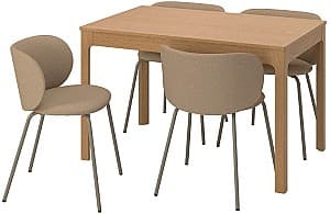 Набор стол и стулья IKEA Ekedalen/Krylbo/Tonerud 120/180cm 1+4 Дуб/Темно-бежевый