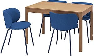 Set de masa si scaune IKEA Ekedalen/Krylbo/Tonerud 120/180cm 1+4 Stejar (Bej)/Albastru