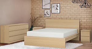 Set dormitor IKEA Malm 4 piese 140x200 Stejar Alb (Bej)