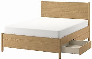 Pat IKEA Tonstad/Luroy cu 4 sertare 140x200 Furnir Stejar (Bej)