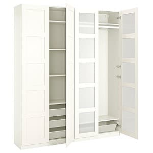 Шкаф IKEA Pax/Bergsbo полки/штанга/корзины/матовое стекло 200x38x236 Белый