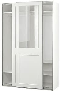Шкаф-купе IKEA Pax/Grimo полки/штанги/прозрачное стекло 150x66x236 Белый