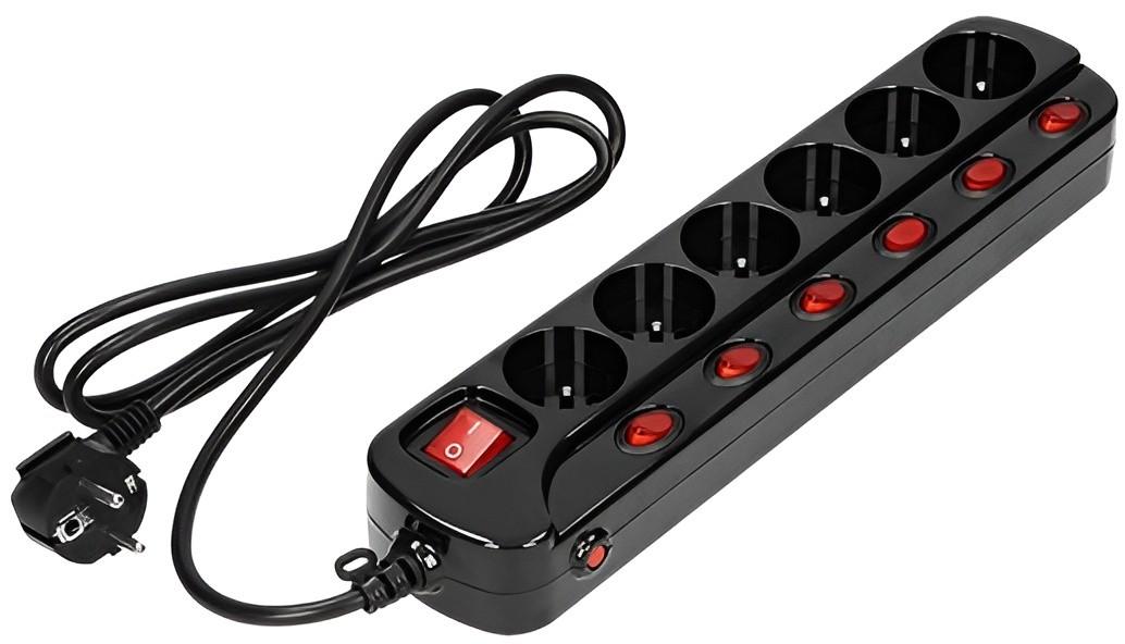 Сетевой фильтр ORNO 6 гнезд 1.5 м 16 A (ORAE13162GSB15M)