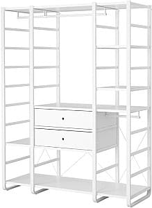 Стеллаж IKEA Elvarli  3 секции/2 ящика/полки 165x55x216 Белый