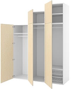 Шкаф IKEA Platsa 5 дверей 180x57x241 Белый/Kalbaden Яркий оттенок сосны (Бежевый)