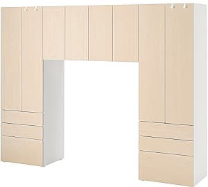 Детский шкаф IKEA Smastad/Platsa 240x42x181 Белый/Березовый (бежевый)