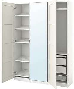 Dulap IKEA Pax/Bergsbo/Aheim rafturi/bare/sertare/cos/oglinda 150x38x201 Alb