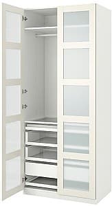 Шкаф IKEA Pax/Bergsbo полки/штанга/ящики/матовое стекло 100x60x236 Белый