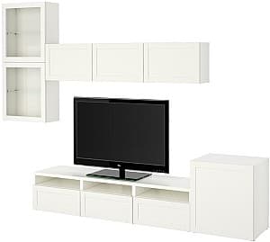 Living IKEA Besta usi sticla/deschidere apăsare 300x42x211 Alb/Hanviken Alb