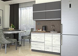 Set mobila bucatarie Yasen Madera 1.2 m (dulap sub chiuvetă) Grafit Gri / Stejar Kraft Alb