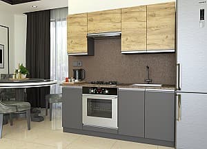 Set mobila bucatarie Yasen Madera 1.8 m Stejar Kraft Auriu / Grafit Gri