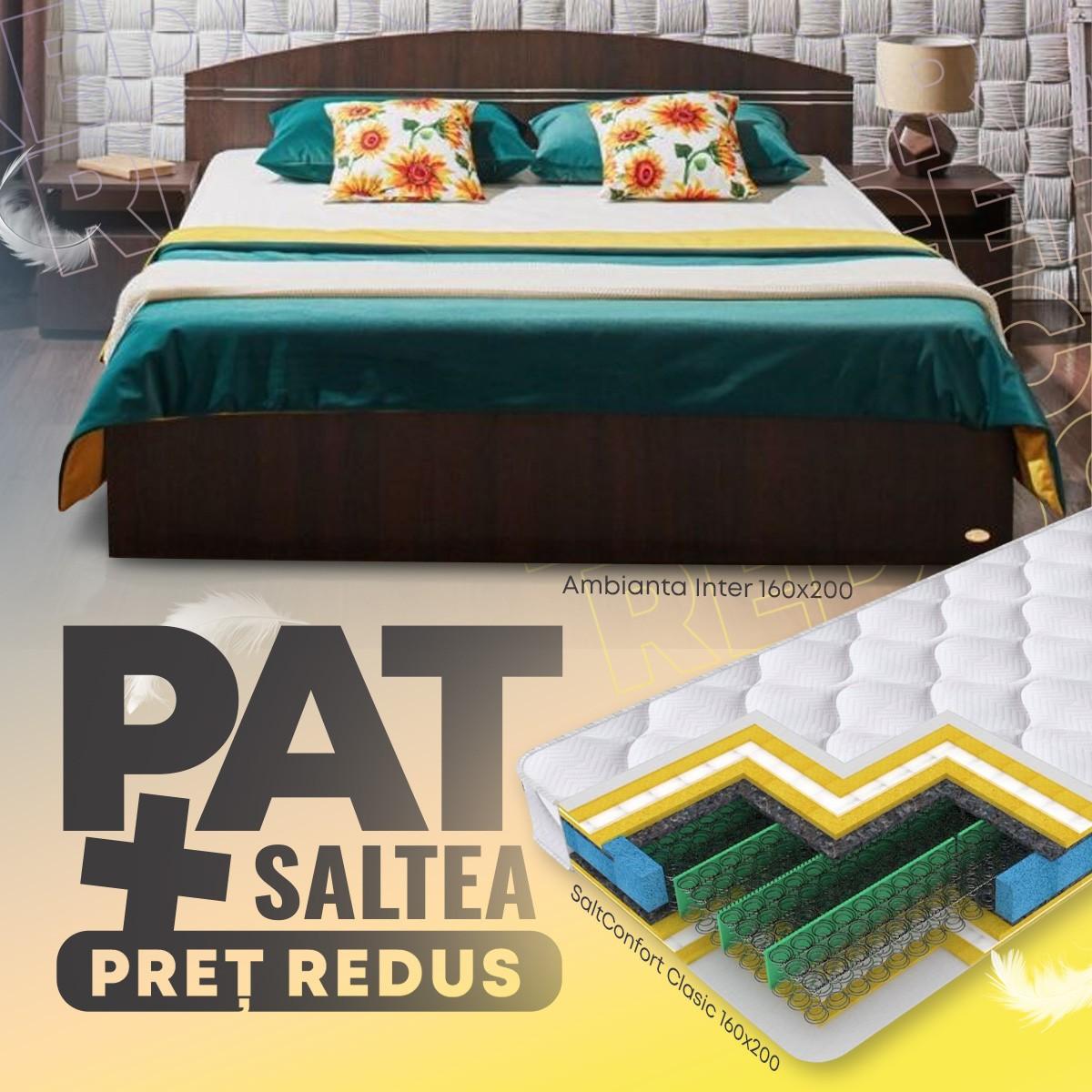 Кровать Ambianta Inter 1.6 м Сонома Темный + Матрас Salt Confort Clasic 160x200