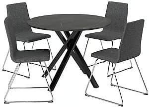 Набор стол и стулья IKEA Mariedamm/Lillanas/Gunnared (1+4) 105 см Имитация черного мрамора/Темно-серый