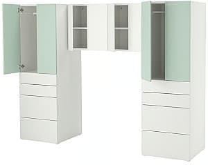 Детский шкаф IKEA Smastad/Platsa 240x57x181 Белый/Светло-зеленый