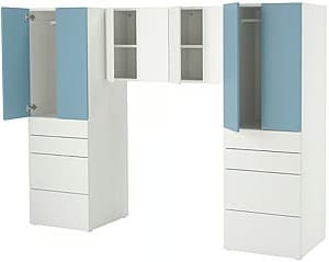 Детский шкаф IKEA Smastad/Platsa 240x57x181 Белый/Голубой