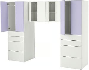 Детский шкаф IKEA Smastad/Platsa 240x57x181 Белый/Светло-сиреневый