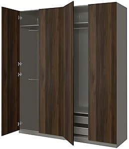 Шкаф IKEA Pax/Storklinta полки/штанги/корзины 200x60x236 Тёмно-серый/Тёмно-коричневый