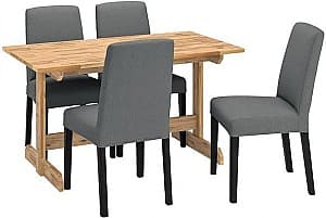 Набор стол и стулья IKEA Nackanas/Bergmund/Nykvarn 140см 1+4 Акация/Черный/Серый