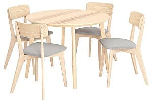 Набор стол и стулья IKEA Lisabo/Tallmyra 105см 1+4 Ясень/Серый